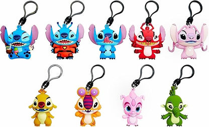Set of colorful Disney keychains featuring cartoon characters on a white background