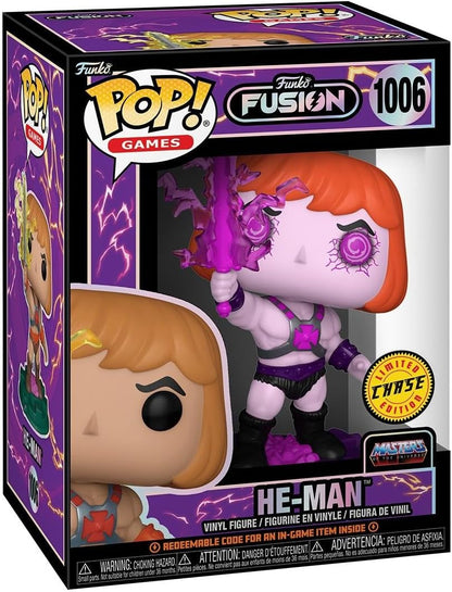 Funko Pop! Fusion He-Man vinyl figure in packaging with purple and black details