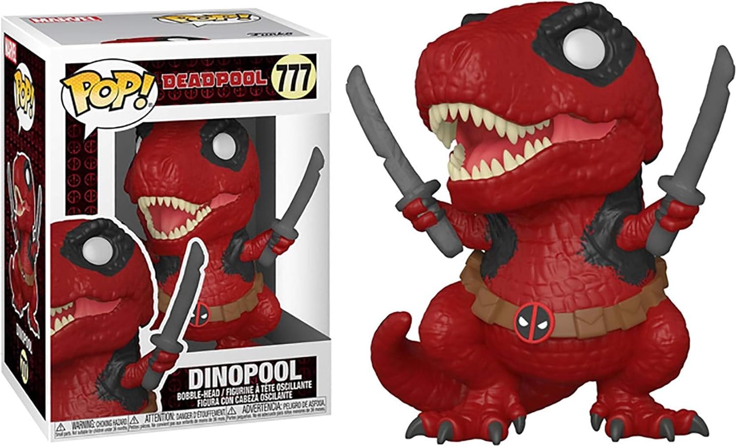 Funko Pop! vinyl figure of DinoPool next to its packaging