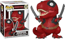 Funko Pop! vinyl figure of DinoPool next to its packaging