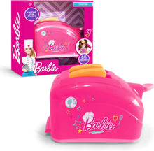 Barbie toy toaster with packaging on a white background