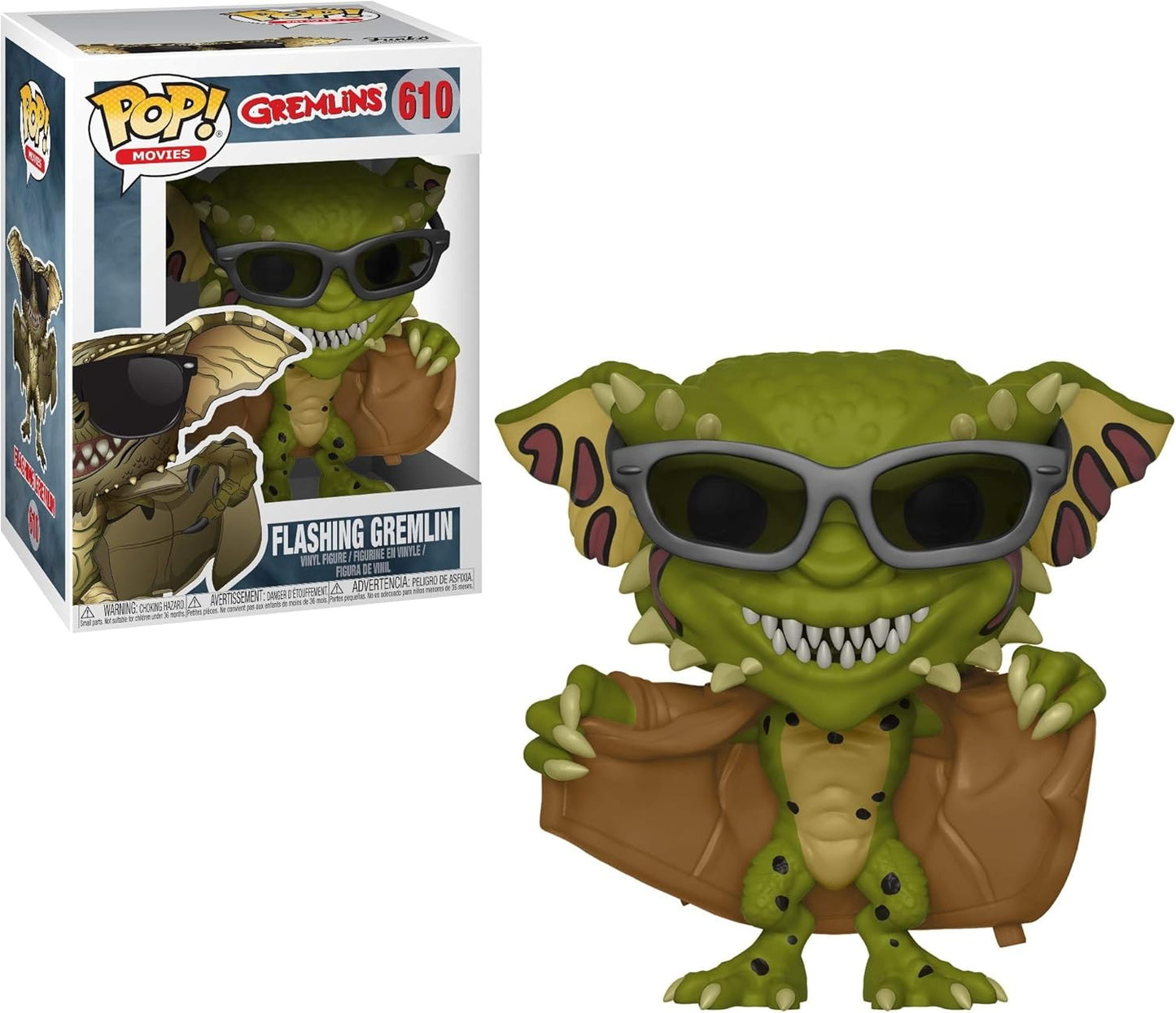 Funko Pop! vinyl figure of a Flashing Gremlin with sunglasses and open jacket.
