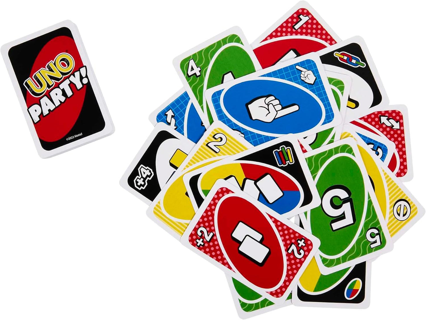 Collection of UNO party cards on a white background