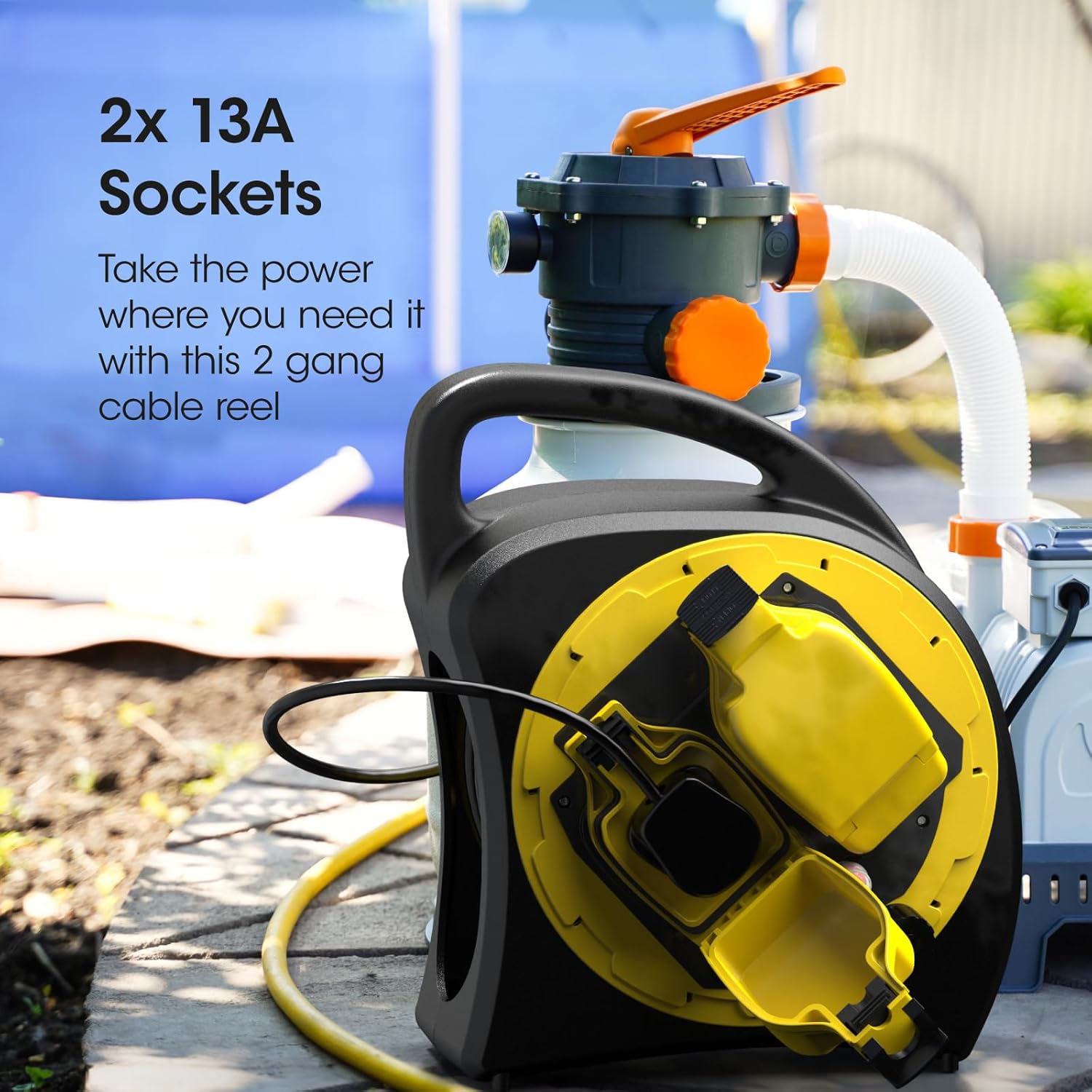 SLx Outdoor Heavy Duty Extension Lead - Waterproof - 30m - 2 Socket Extension Reel