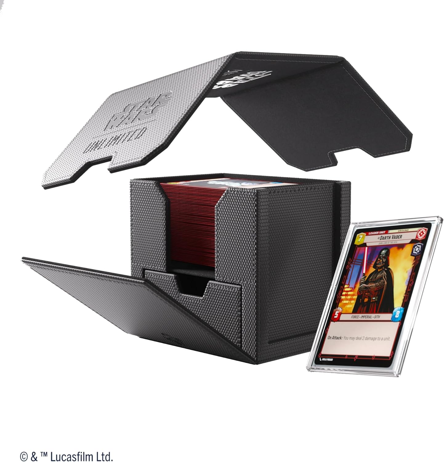 Card holder with a card displaying a character from 'Star Wars' on a white background