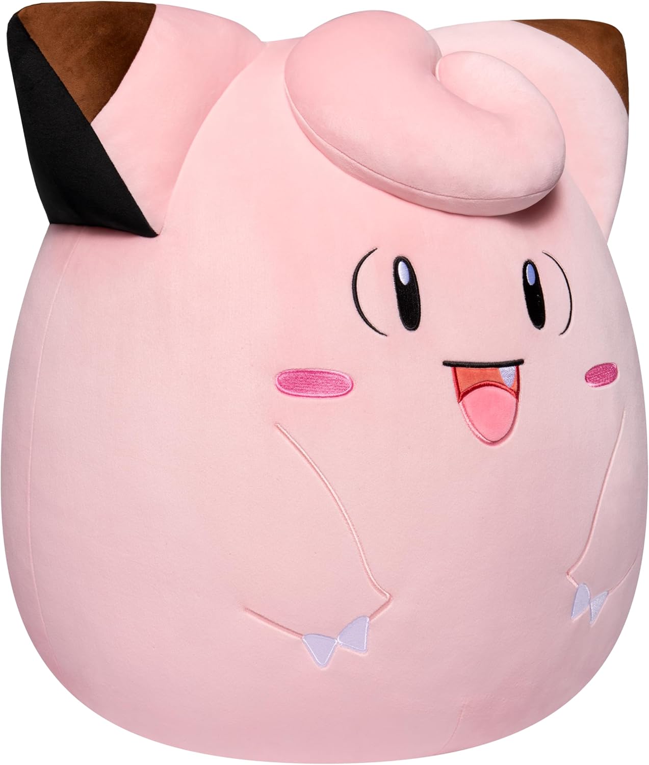 Clefairy character plush toy with a happy expression on a white background