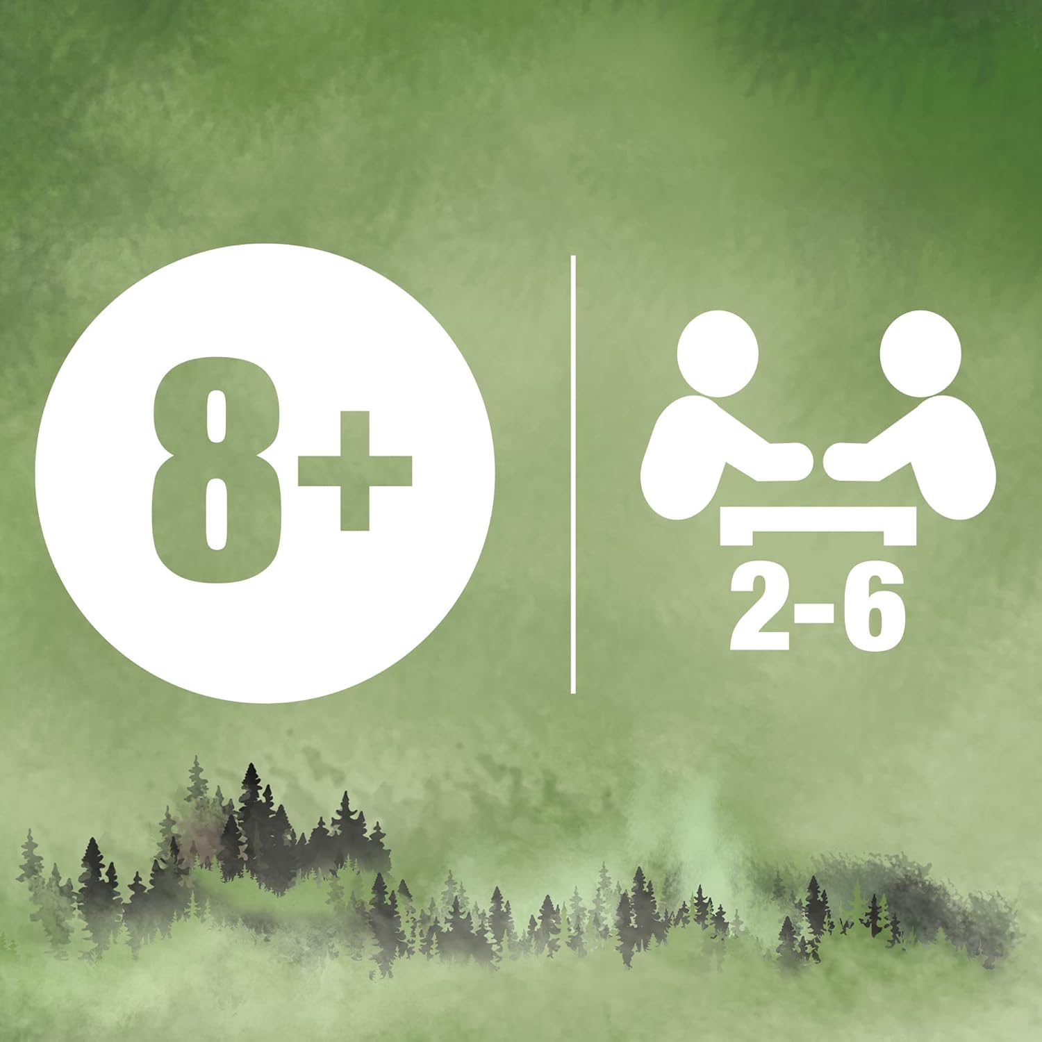 Green background with age and quantity icons for product packaging.