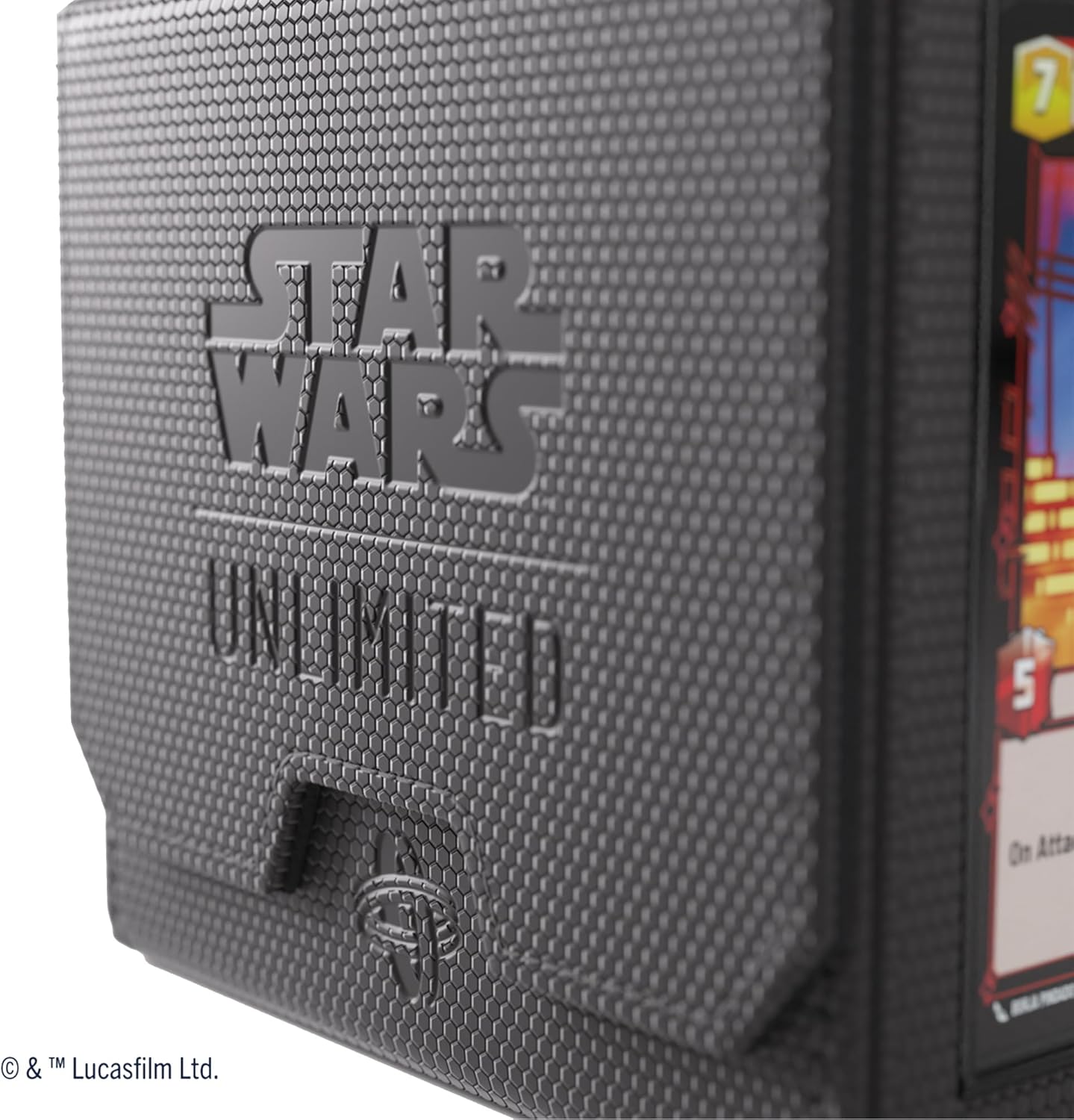 Close-up of a Star Wars product packaging with 'Star Wars Unlimited' branding.