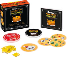 Anarchy Pancakes card game packaging and components on a white background