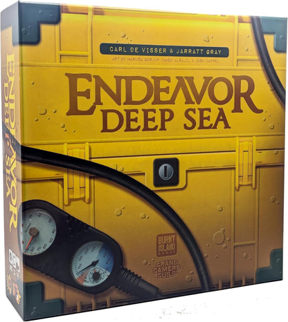 Box for 'Endeavor Deep Sea' game with yellow and brown design