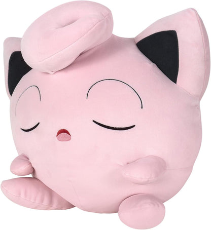 Pokémon Jigglypuff Sleeping Plush with closed eyes on a white background