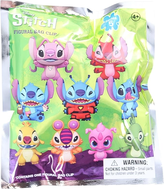 Packaged Disney Stitch figurine with colorful design on a white background