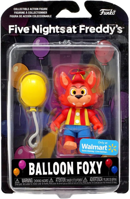 Funko collectible action figure of Balloon Foxy from Five Nights at Freddy's in packaging with Walmart branding.