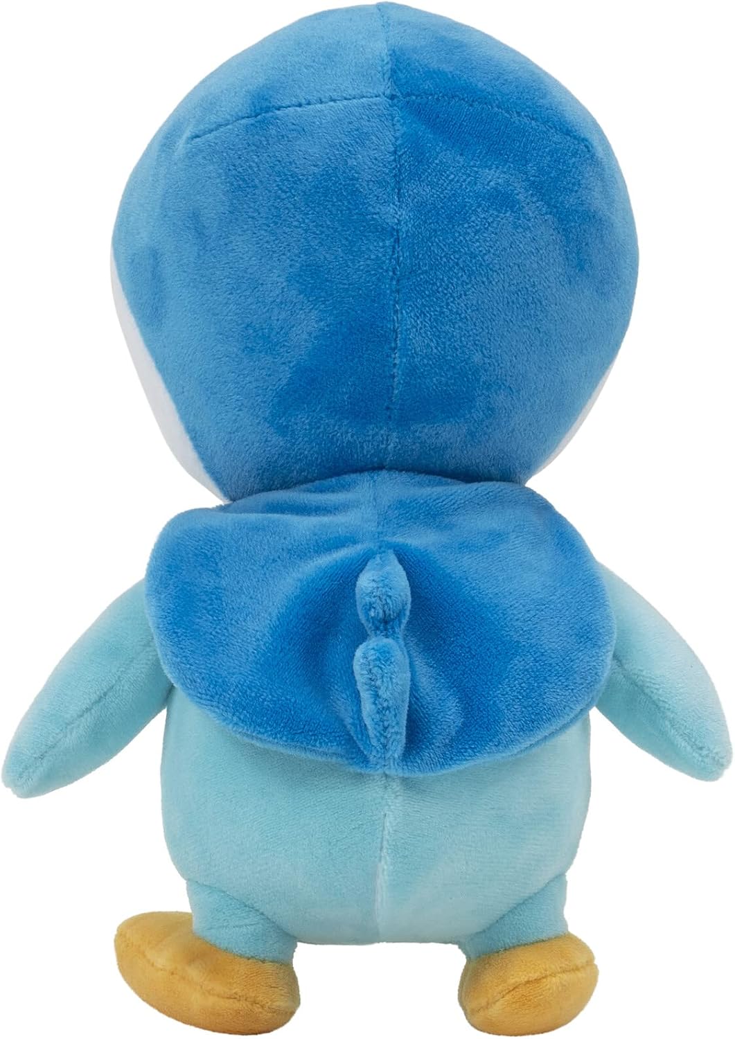 Blue plush toy with a hood on a white background