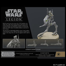 Star Wars Legion AT-RT Republic scout walker model with packaging details.