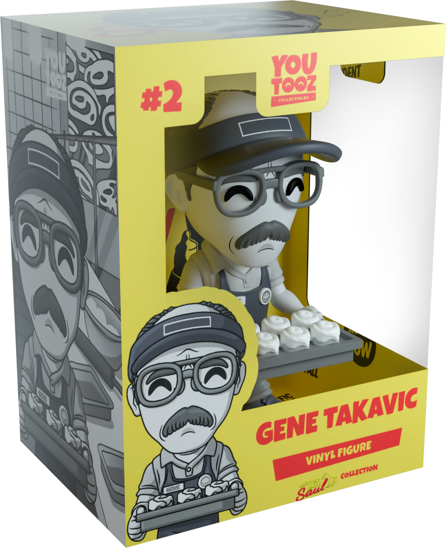 Boxed vinyl figure of Gene Takavic from 'YouTooz' branding