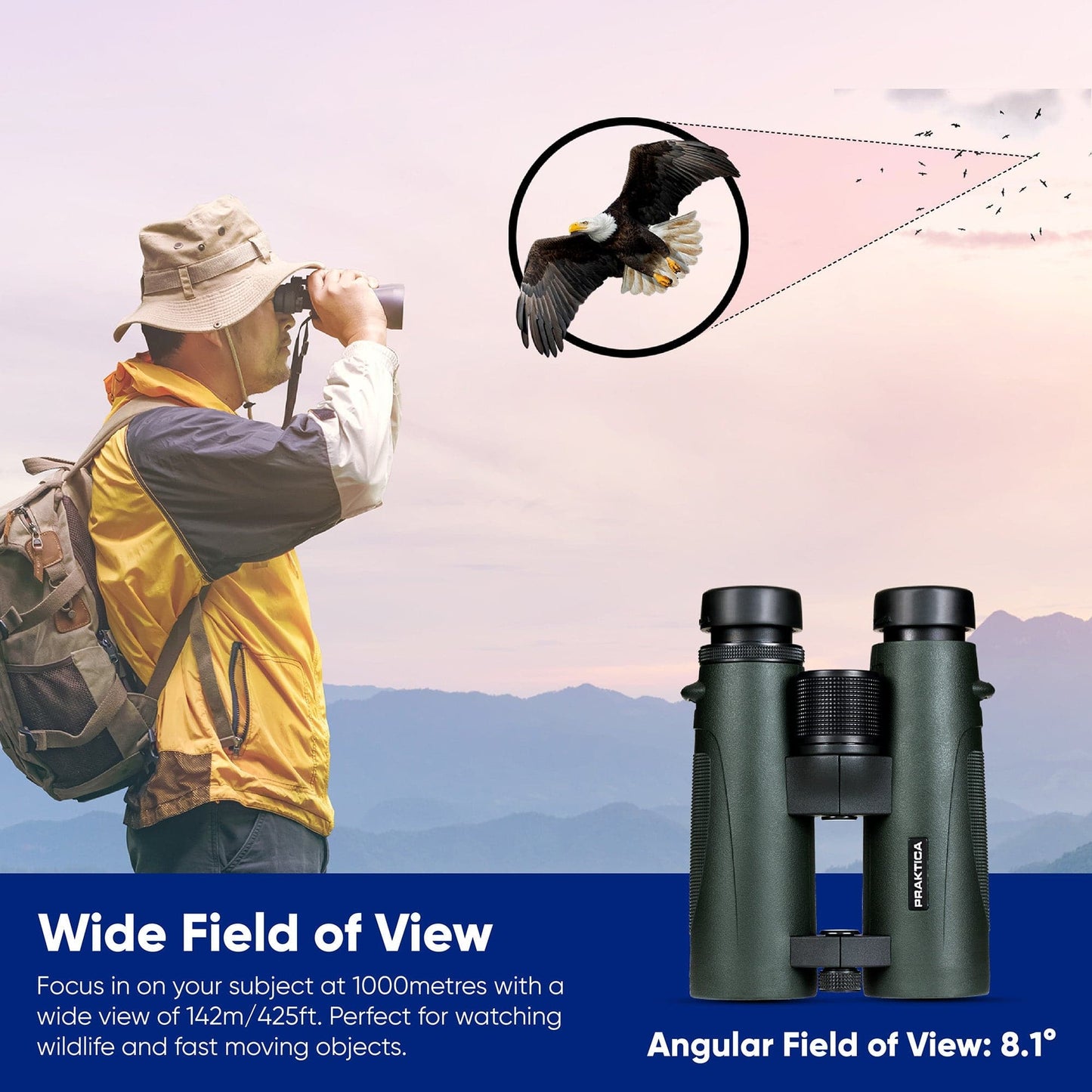 PRAKTICA Ambassador ED 8x42mm Binoculars - Green