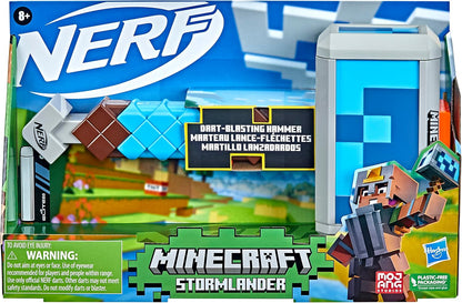 Minecraft-themed Nerf toy set with character and packaging