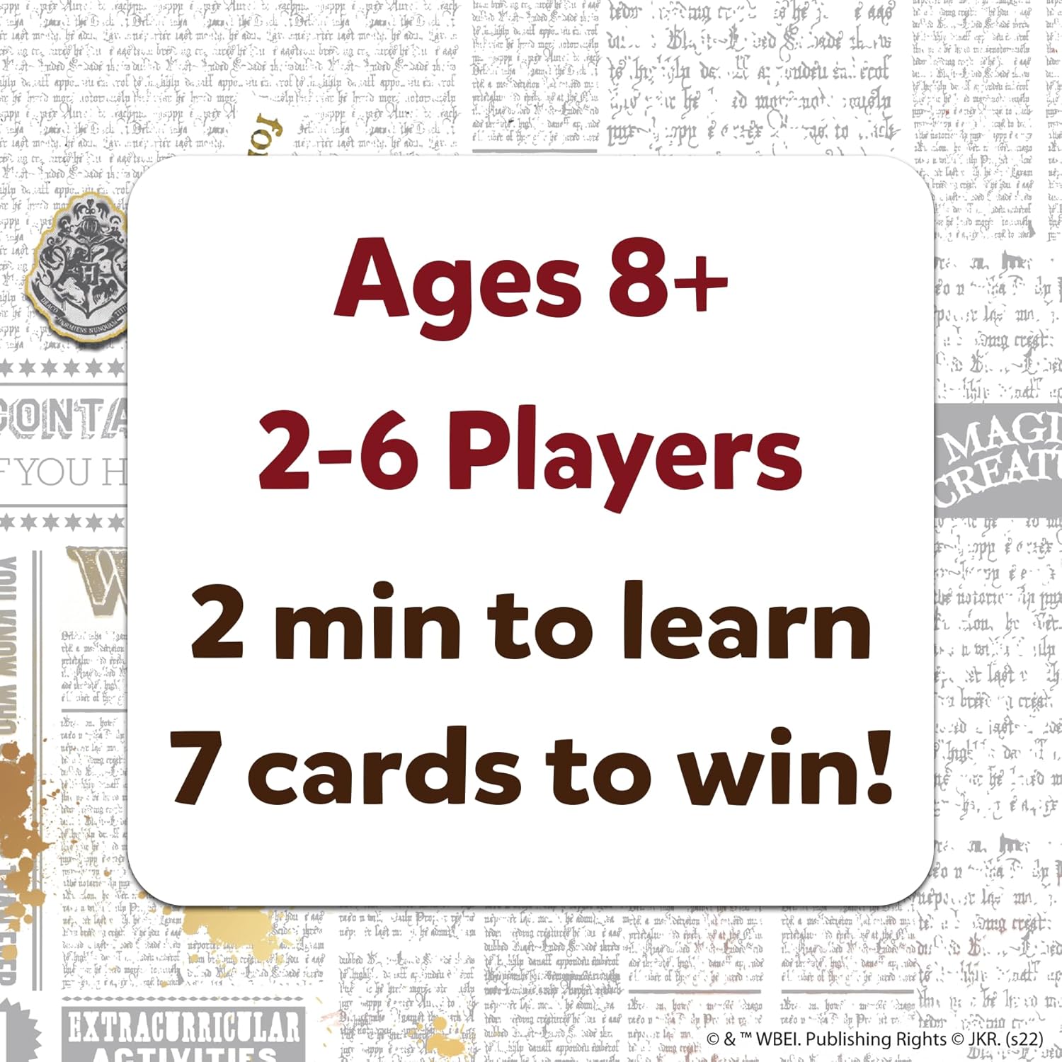 Game card with text about age range, player count, learning time, and winning condition on a patterned background.