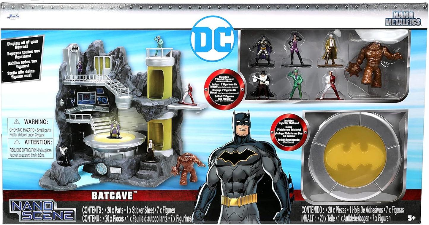 DC Nano Blend Batcave playset with figures and accessories in packaging