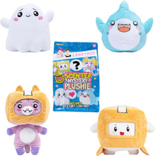Set of colorful plush toys with a Lankybox packaging featuring scented mystery plushies.