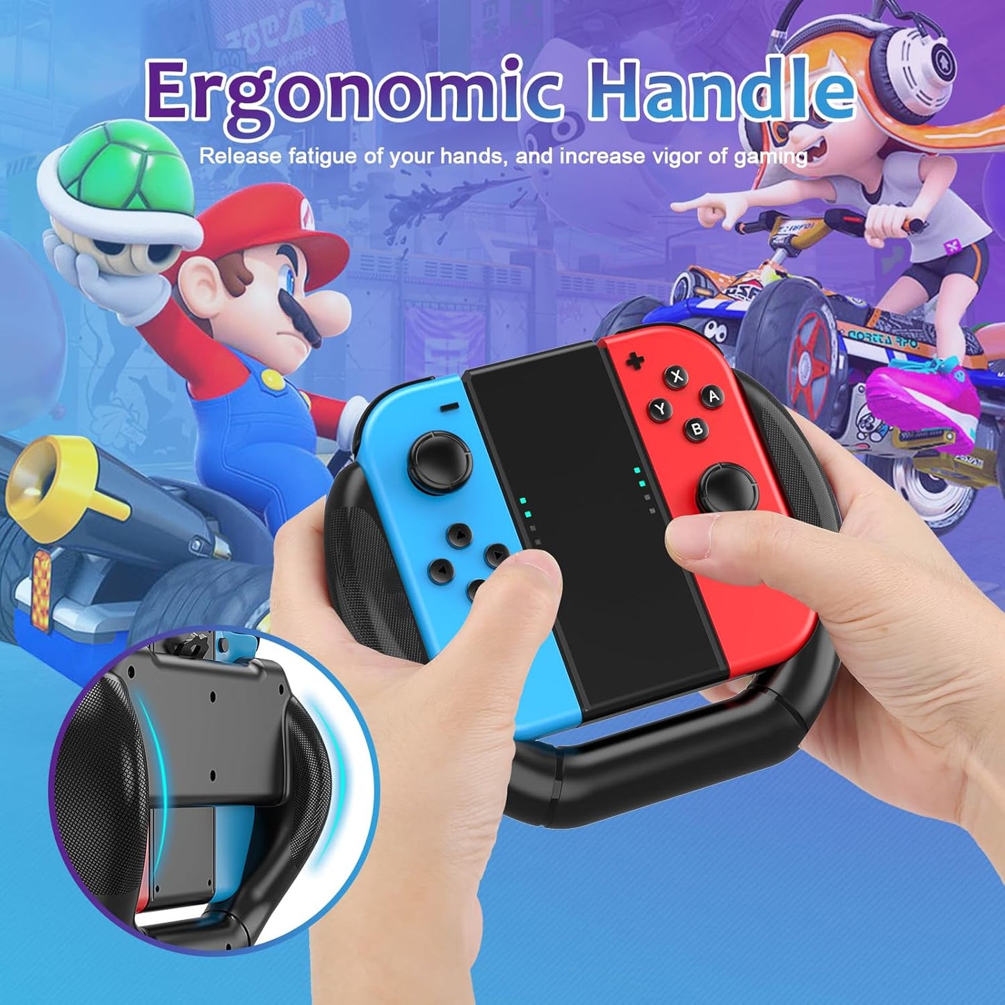 Nintendo Switch/Switch OLED Joy-Con,3 in1 Switch Racing Wheels Joycon Handle