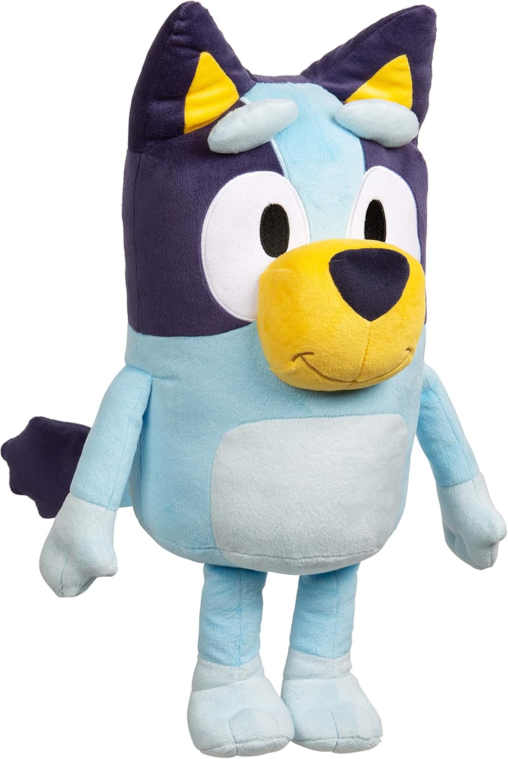 Plush toy of Bluey on a white background