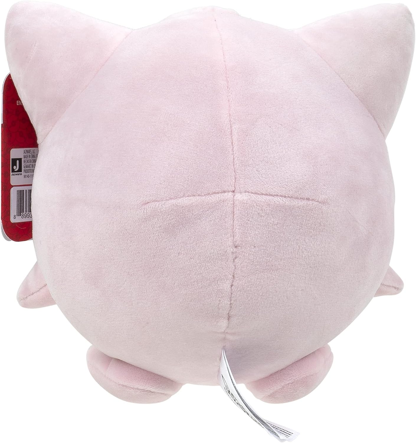 Jigglypuff Pink plush toy with a tag on a white background