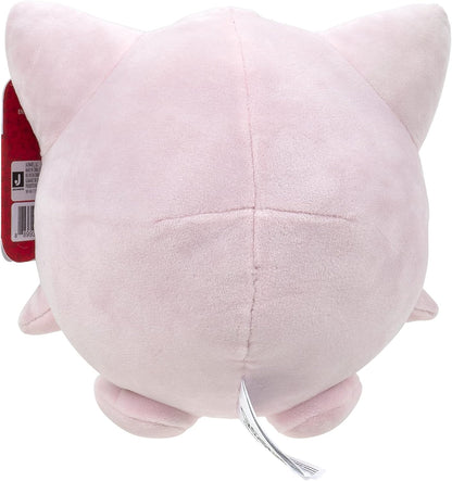 Jigglypuff Pink plush toy with a tag on a white background