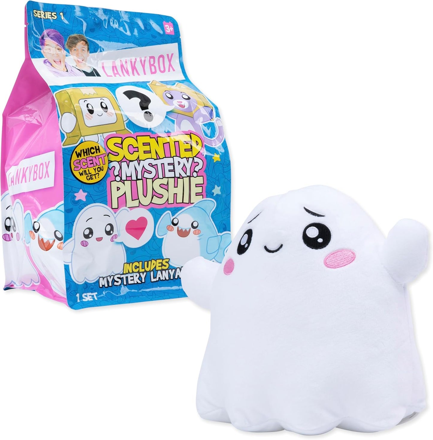 Fankybox scented mystery plushie with packaging on a white background
