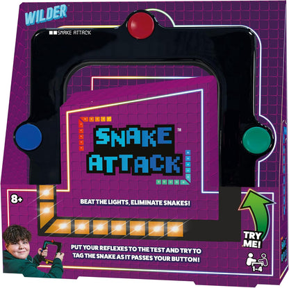 Box of 'Snake Attack' game by Wilder with retro design elements.