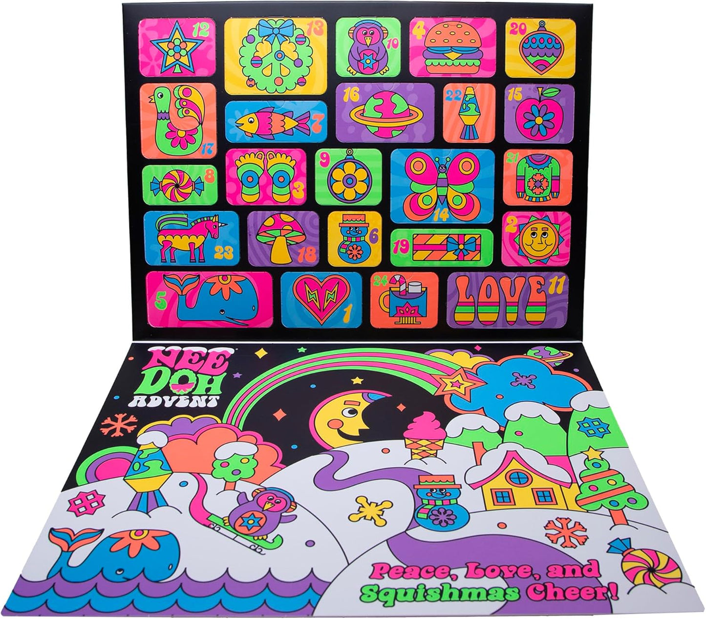 Colorful children's activity book with various designs and text on a white background