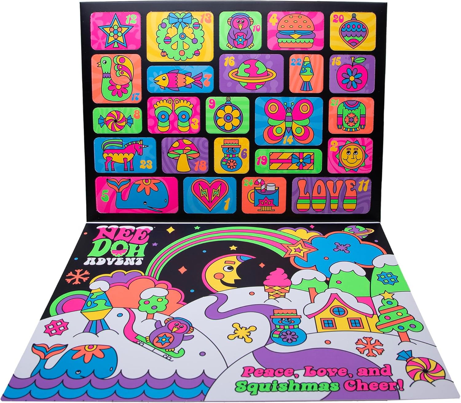 Colorful children's activity book with various designs and text on a white background