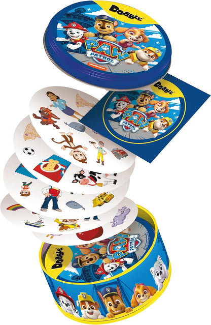 Paw Patrol toy set with character illustrations on a white background
