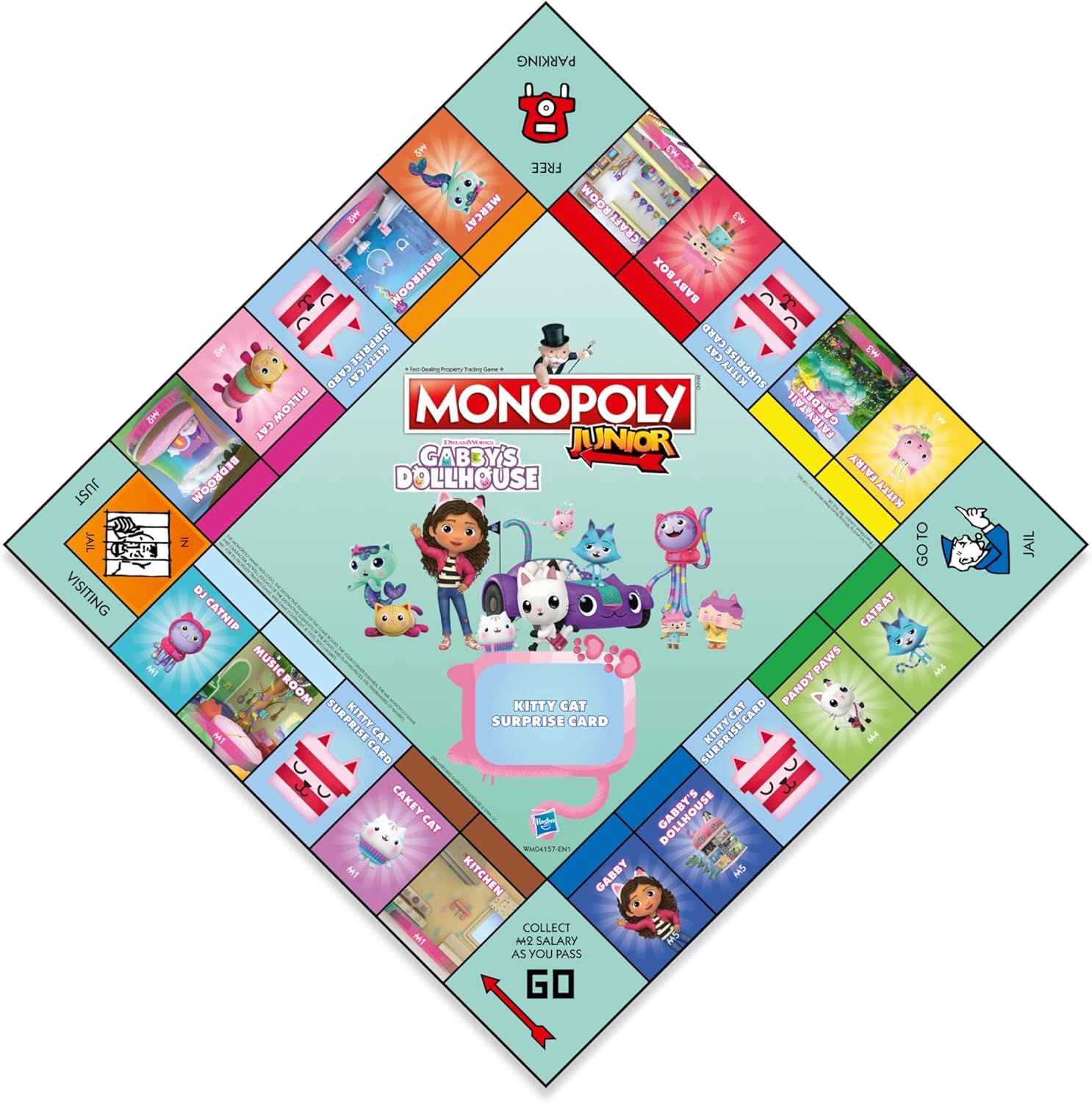 Monopoly Junior Dora the Explorer board game with colorful squares and characters on a white background