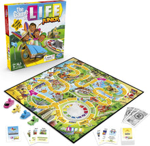 Board game 'The Game of Life Junior' with components and packaging on a white background