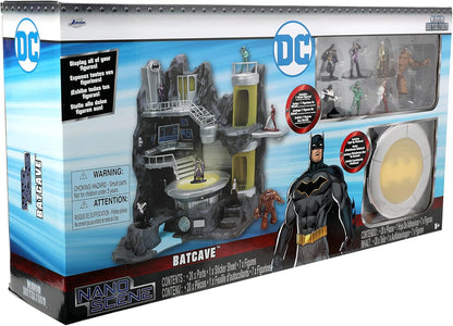 DC Nano Scenics Batcave toy set packaging with Batman figure and cave model.