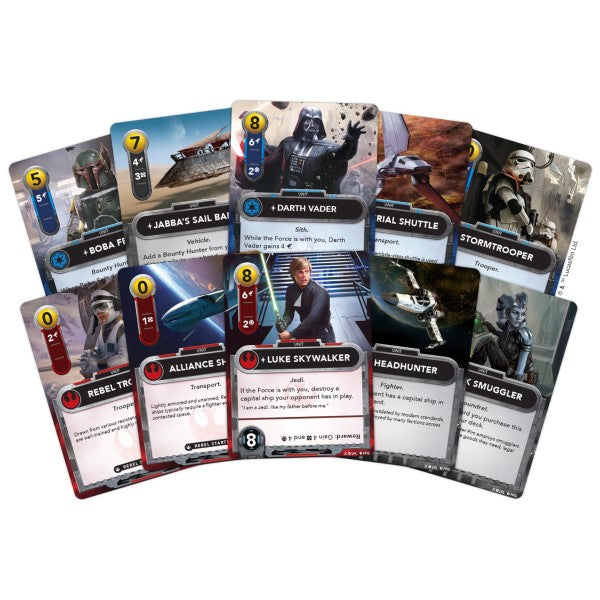 Collection of Star Wars trading cards on a white background