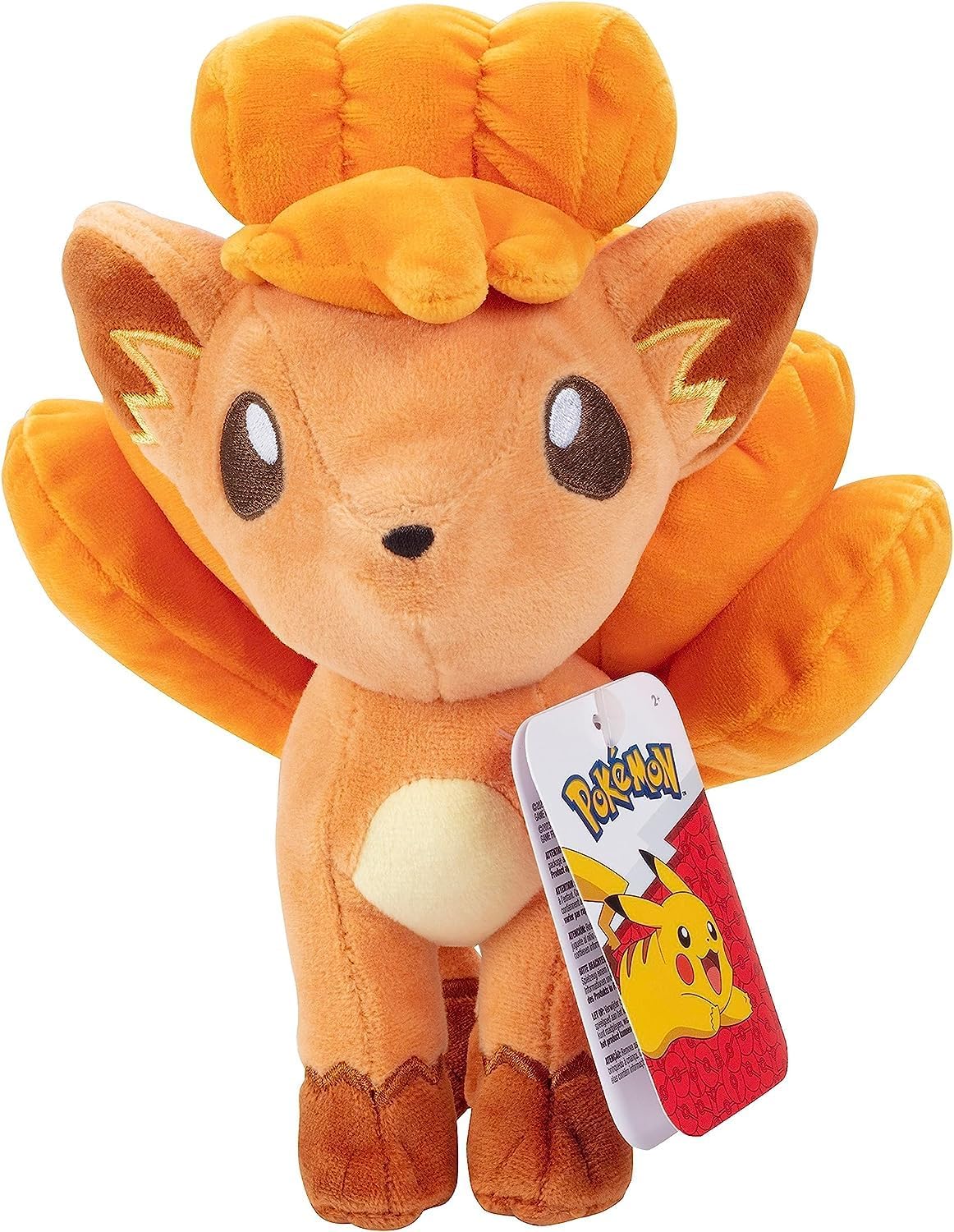 Pokémon Vulpix Plush toy of a fox-like creature with a tag on a white background