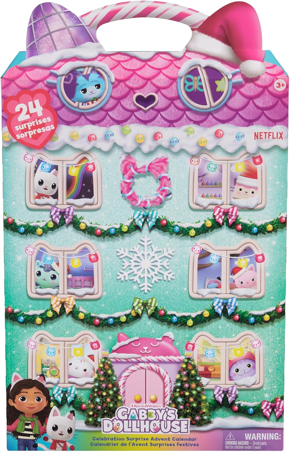 Gabby's Dollhouse toy packaging with colorful design and character illustration.