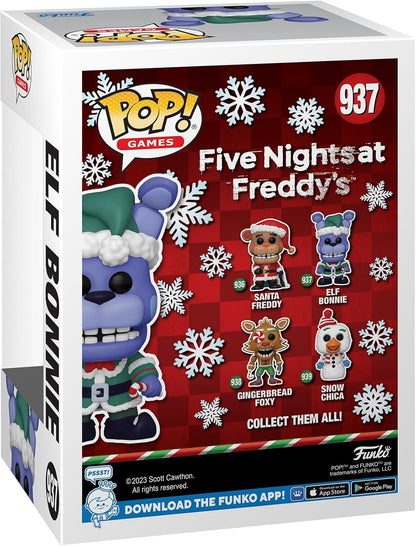 Funko Pop! Five Nights at Freddy's collectible figure box with characters and snowflakes on a red background.