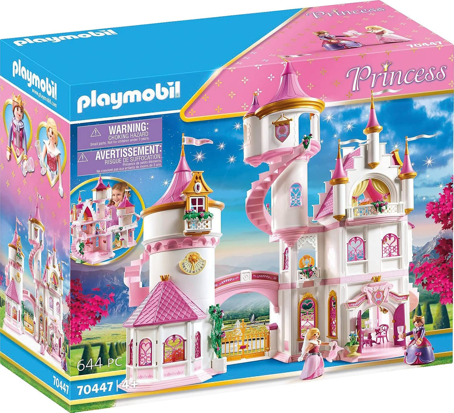 Playmobil princess castle toy set packaging with colorful design
