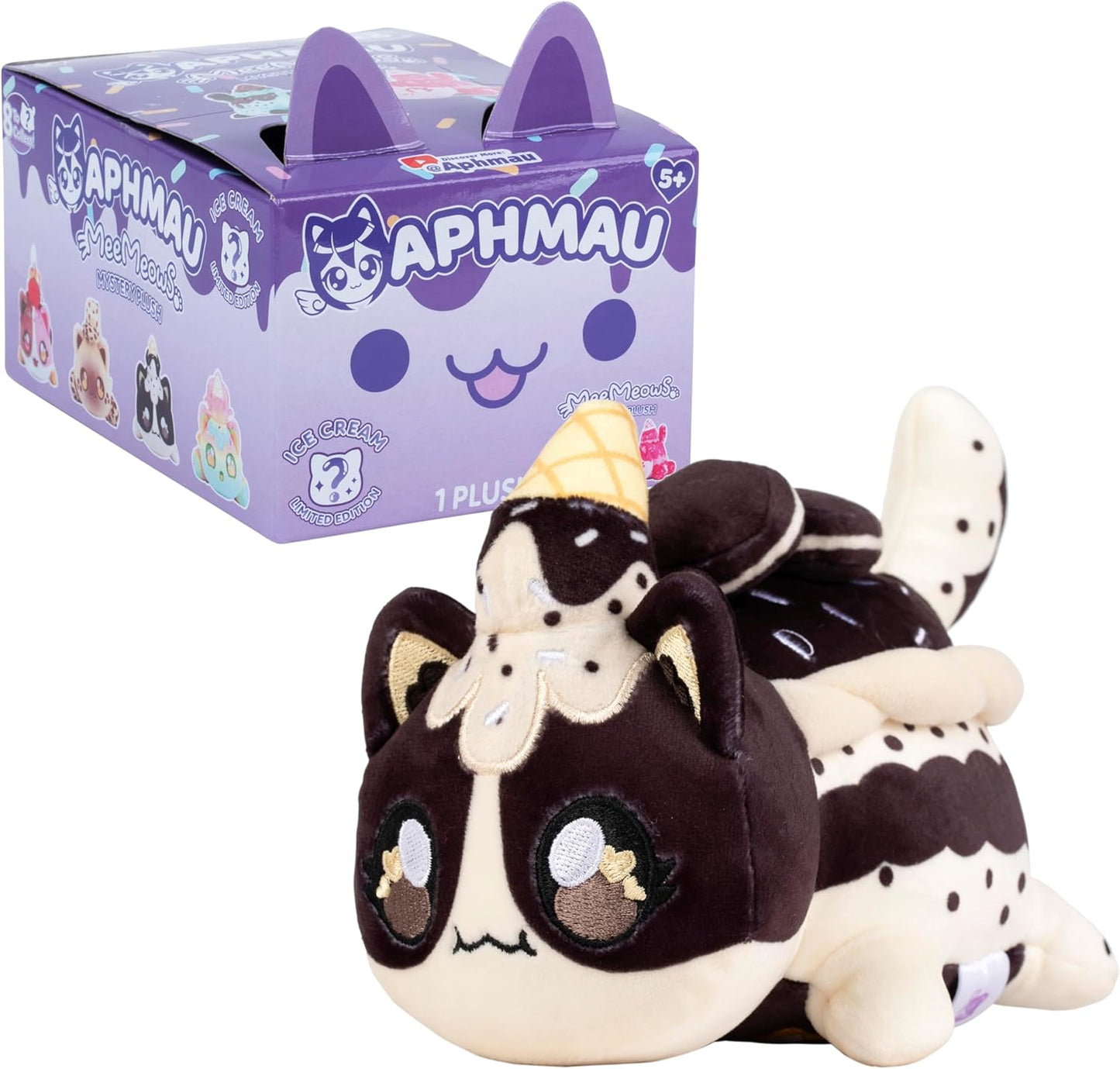 Plush toy with packaging featuring the brand 'Aphmau' on a white background