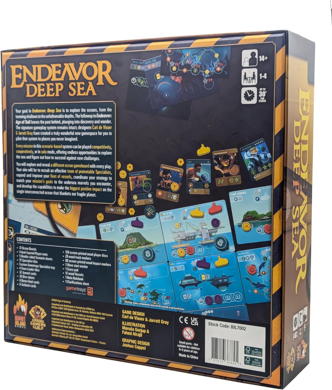 Board game box for 'Endeavor Deep Sea' with colorful graphics and text.