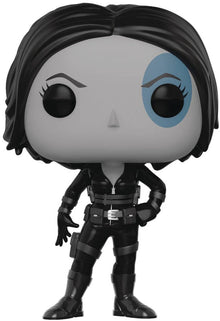 Funko Pop! vinyl figure of a character in black suit with white face and blue eye on a white background