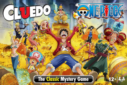 Cluedo and One Piece game box with characters and text