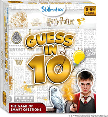 Skillmatics Harry Potter Guess in 10 game box with branding and character imagery.