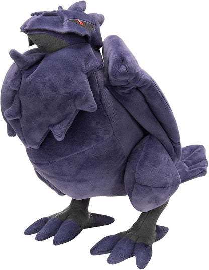 Pokémon Corviknight Plush toy resembling a purple creature with a hood on a white background