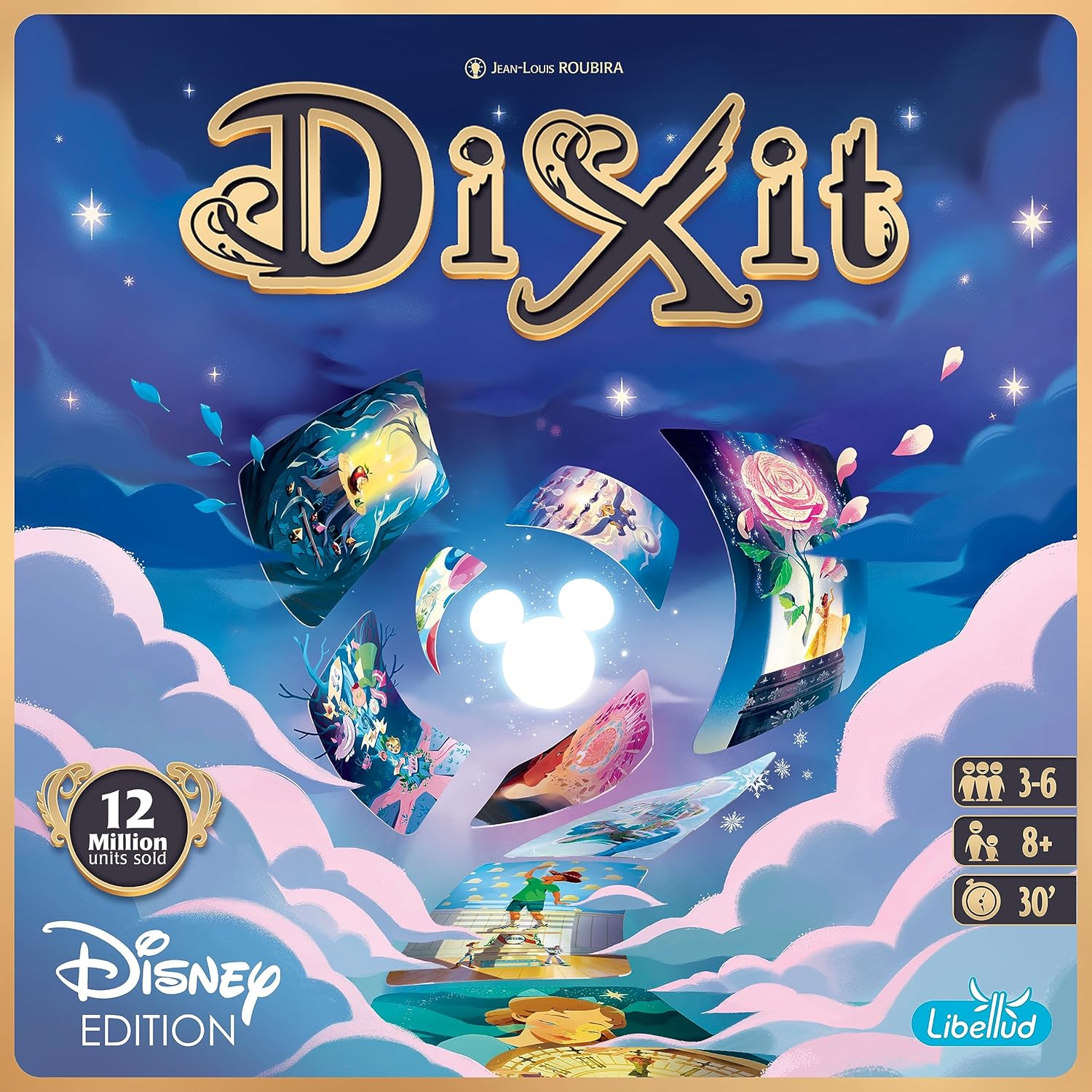 Dixit board game box with colorful illustrations and Disney branding