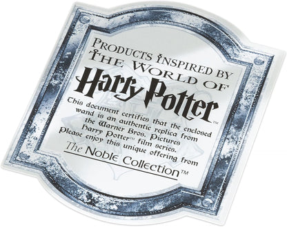 Certificate inspired by the Harry Potter series from The Noble Collection on a white background